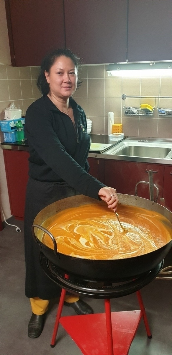 Kuerbissuppen-Essen